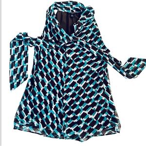 Banana Republic Sleeveless Multicolor Tie Neck Top Size S Pxs Petite